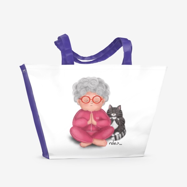 Пляжная сумка «Весёлая бабушка медитирует»