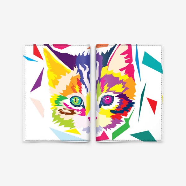 Обложка для паспорта «Мордочка котенка в стиле wpap»