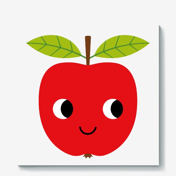 Холст &laquo;Красное мультяшное яблоко, фрукт&raquo;
