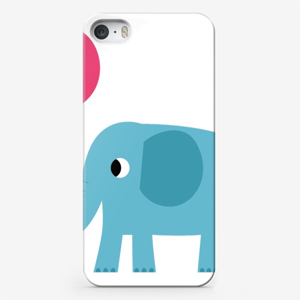 Чехол iPhone «Забавный слон, слоненок с воздушным шариком, поздравление с Днем рождения»