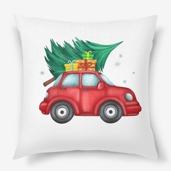 Подушка «Новогодняя красная машинка с подарками »