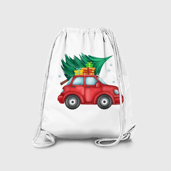 Рюкзак «Новогодняя красная машинка с подарками »