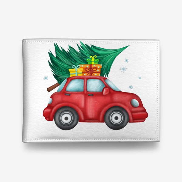 Кошелек «Новогодняя красная машинка с подарками »