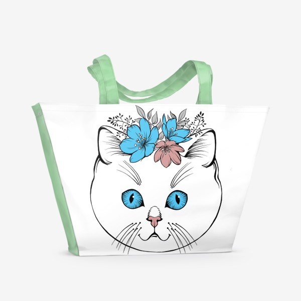 Пляжная сумка «Белая кошачья мордочка»