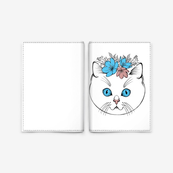 Обложка для паспорта «Белая кошачья мордочка»