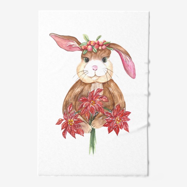 Полотенце «Кролик с цветами»