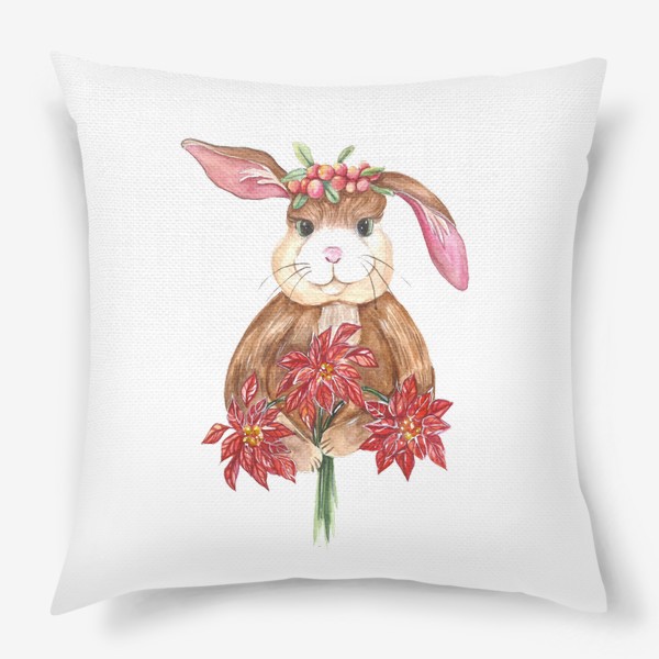 Подушка «Кролик с цветами»