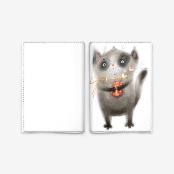Обложка для паспорта «Кот с чайником»