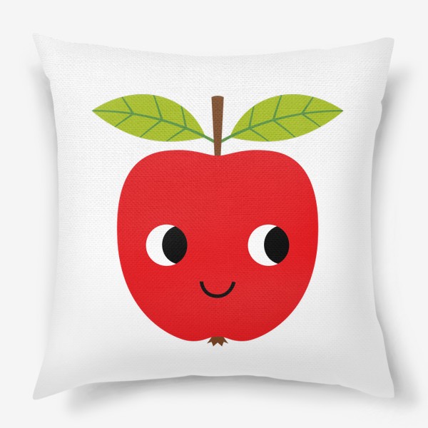 Подушка &laquo;Красное мультяшное яблоко, фрукт&raquo;