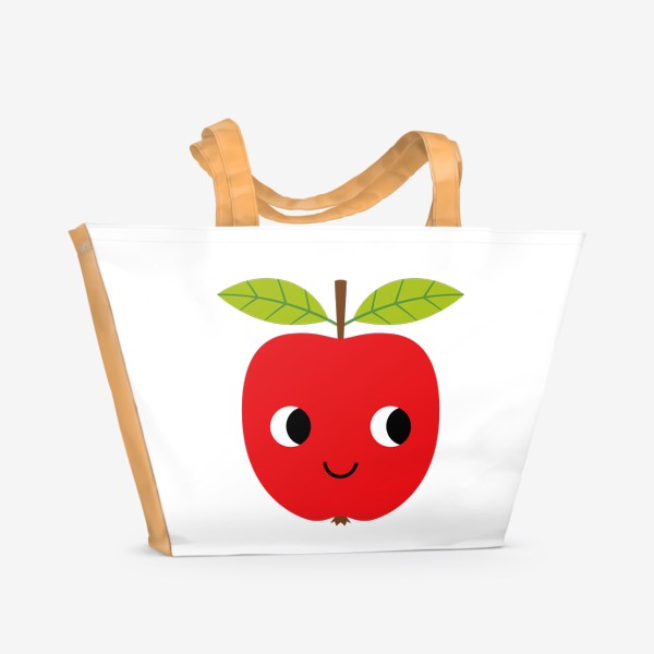 Пляжная сумка &laquo;Красное мультяшное яблоко, фрукт&raquo;