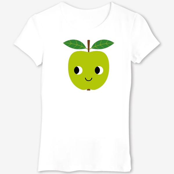 Футболка &laquo;Зеленое мультяшное яблоко, фрукт&raquo;