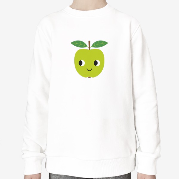 Свитшот «Зеленое мультяшное яблоко, фрукт»