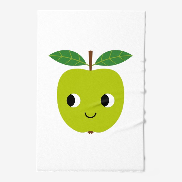 Полотенце «Зеленое мультяшное яблоко, фрукт»