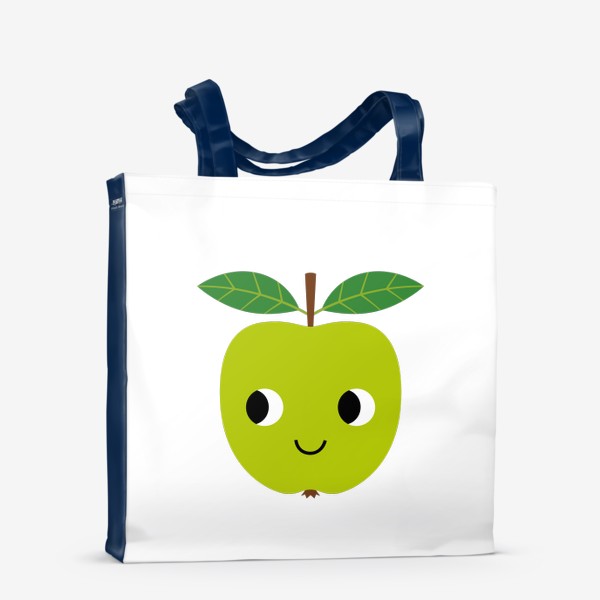 Сумка-шоппер «Зеленое мультяшное яблоко, фрукт»