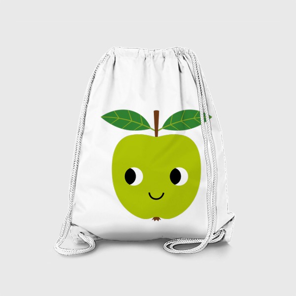 Рюкзак «Зеленое мультяшное яблоко, фрукт»