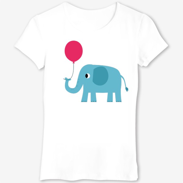 Футболка &laquo;Забавный слон, слоненок с воздушным шариком, поздравление с Днем рождения&raquo;