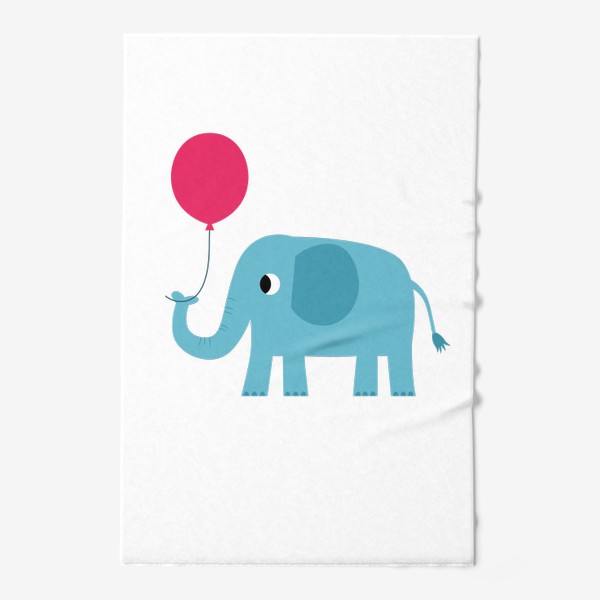 Полотенце &laquo;Забавный слон, слоненок с воздушным шариком, поздравление с Днем рождения&raquo;
