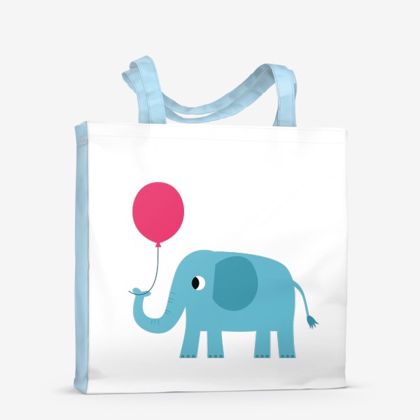 Сумка-шоппер &laquo;Забавный слон, слоненок с воздушным шариком, поздравление с Днем рождения&raquo;