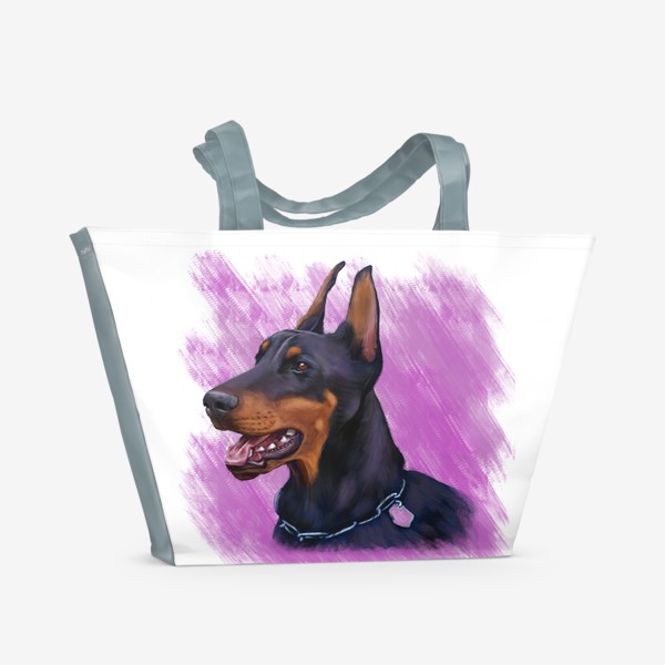 Пляжная сумка &laquo;Доберман. Принт собака.&raquo;