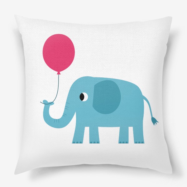 Подушка &laquo;Забавный слон, слоненок с воздушным шариком, поздравление с Днем рождения&raquo;
