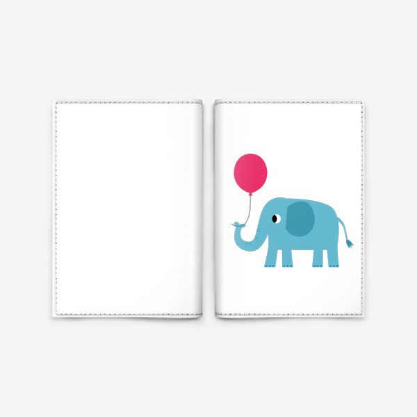 Обложка для паспорта «Забавный слон, слоненок с воздушным шариком, поздравление с Днем рождения»