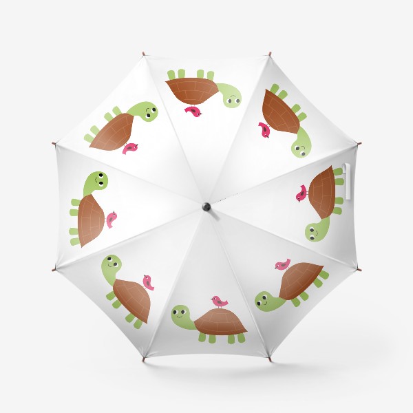 Зонт «Забавная черепашка с птичкой»