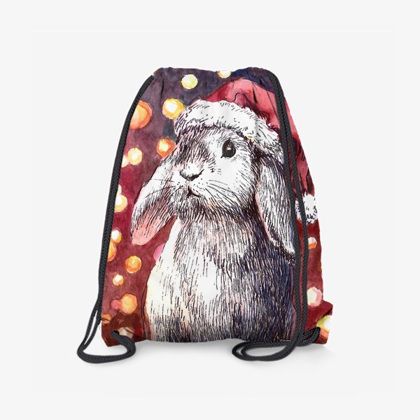 Рюкзак «Новогодний кролик.Иллюстрация акварель»