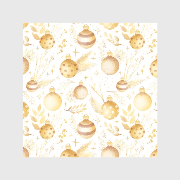 Скатерть &laquo;Золотой декор с еловыми ветками и новогодними шарами. Shiny gold Christmas decoration elements&raquo;