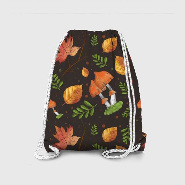 Рюкзак «Грибы и листья осень паттерн»