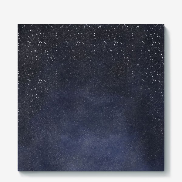 Холст «Акварельный абстрактный сине фиолетовый фон. Ночное зимнее небо, падающий снег. Космос»