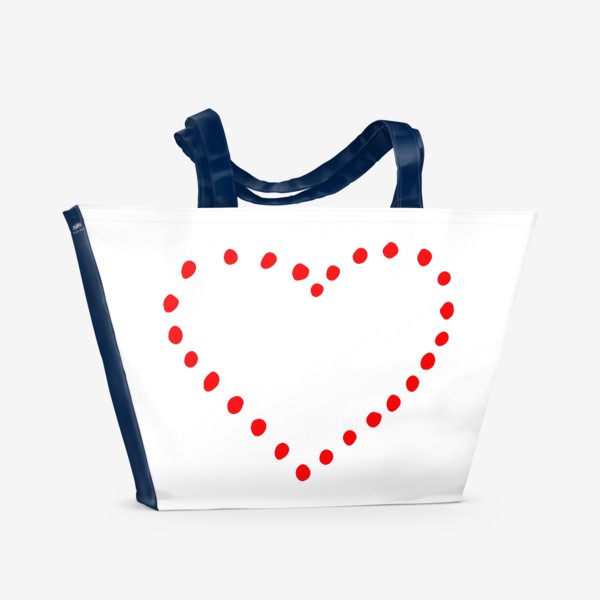 Пляжная сумка «сердце красное. точки»