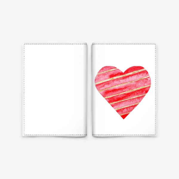 Обложка для паспорта «сердце красное с золотыми полосами»