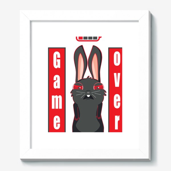 Картина «Черный кролик game over»