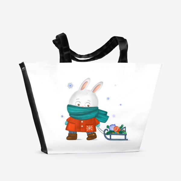Пляжная сумка «Новогодний зайка»