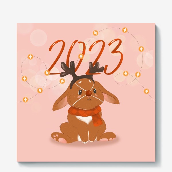 Холст «Новогодний кролик 2023»