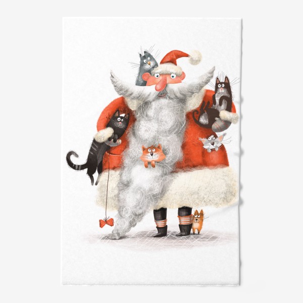 Полотенце «Котики и Санта»