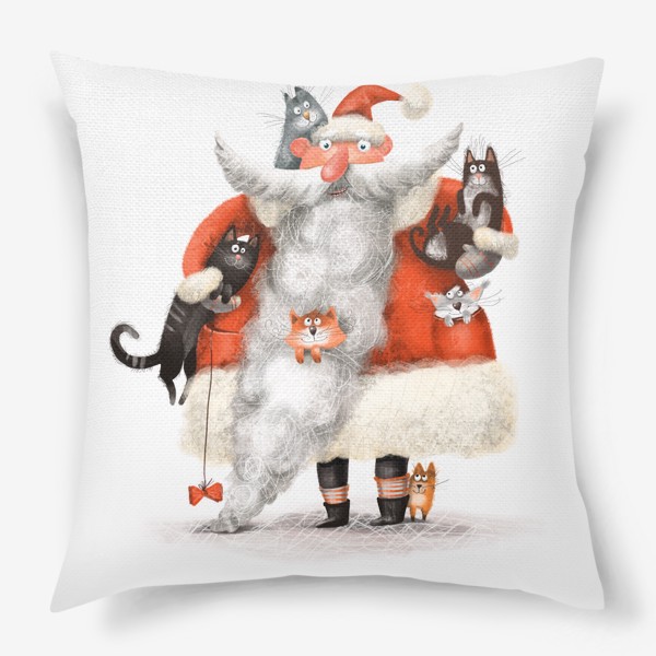 Подушка «Котики и Санта»