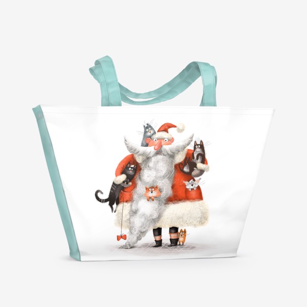 Пляжная сумка «Котики и Санта»