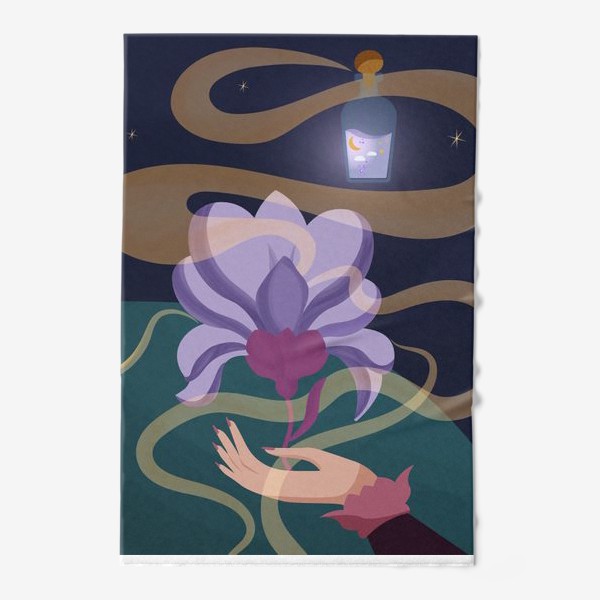 Полотенце «Рука волшебницы ночью держит цветок»