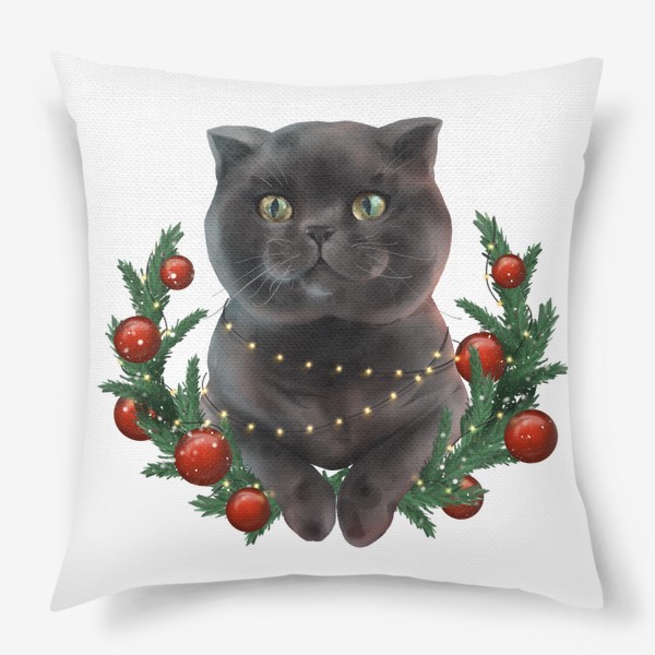 Подушка «Котик в ожидании Нового года»