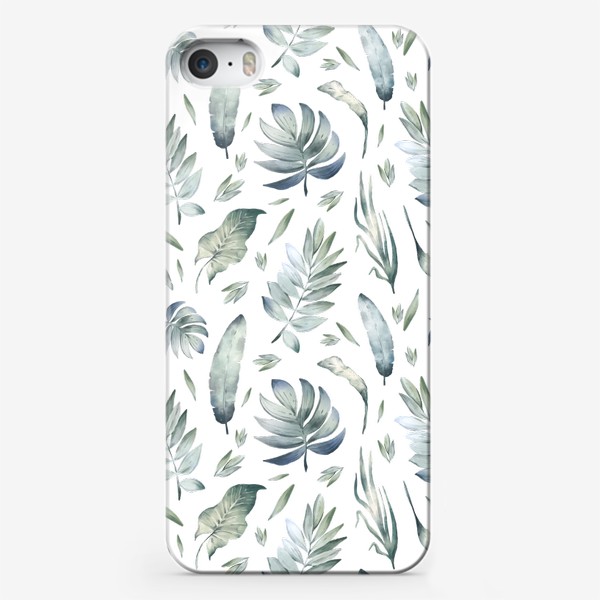 Чехол iPhone «Тропический фон с экзотическими листьями, лианами. Зеленые джунгли»