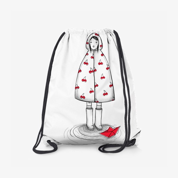 Рюкзак «Девочка в дождевике с вишенками»