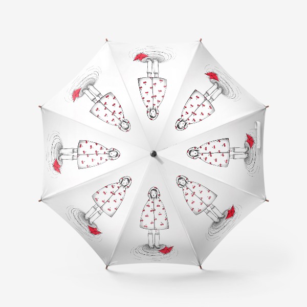 Зонт «Девочка в дождевике с вишенками»