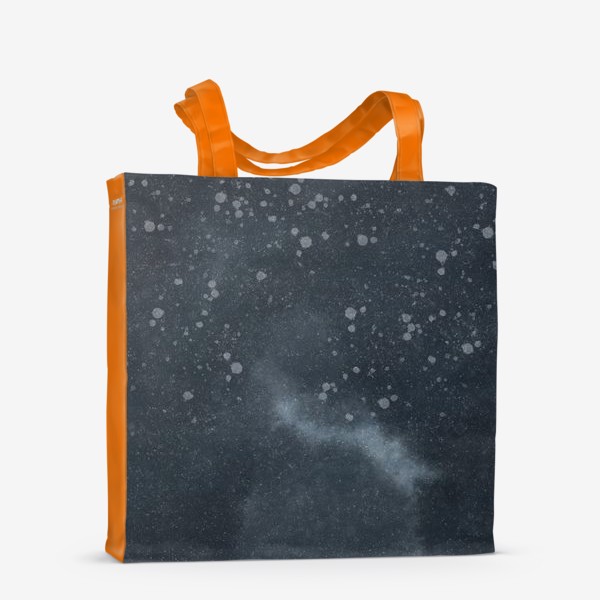 Сумка-шоппер «Акварельный абстрактный синий фон. Ночное зимнее небо, падающий снег. Космос»