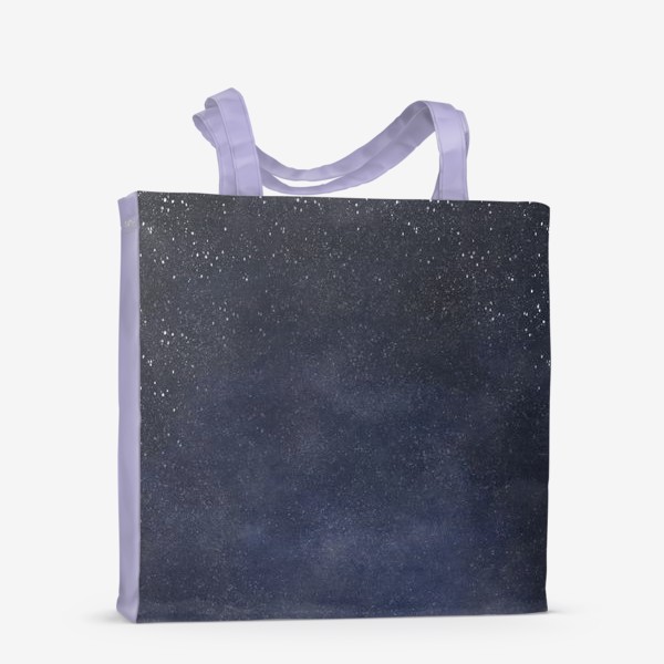 Сумка-шоппер «Акварельный абстрактный сине фиолетовый фон. Ночное зимнее небо, падающий снег. Космос»