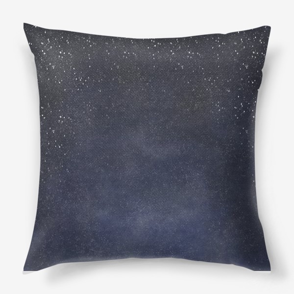 Подушка «Акварельный абстрактный сине фиолетовый фон. Ночное зимнее небо, падающий снег. Космос»