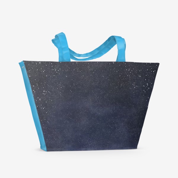 Пляжная сумка «Акварельный абстрактный сине фиолетовый фон. Ночное зимнее небо, падающий снег. Космос»