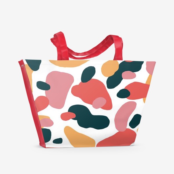 Пляжная сумка &laquo;Абстрактный паттерн с красным и розовым / Abstract pattern with red and pink&raquo;