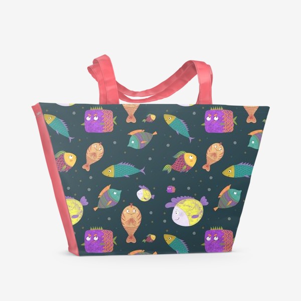 Пляжная сумка «Цветные рыбки паттерн»
