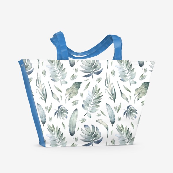 Пляжная сумка &laquo;Тропический фон с экзотическими листьями, лианами. Зеленые джунгли&raquo;